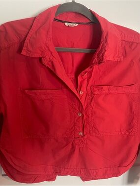 Pilcro Bright Red Collared Button Shirt